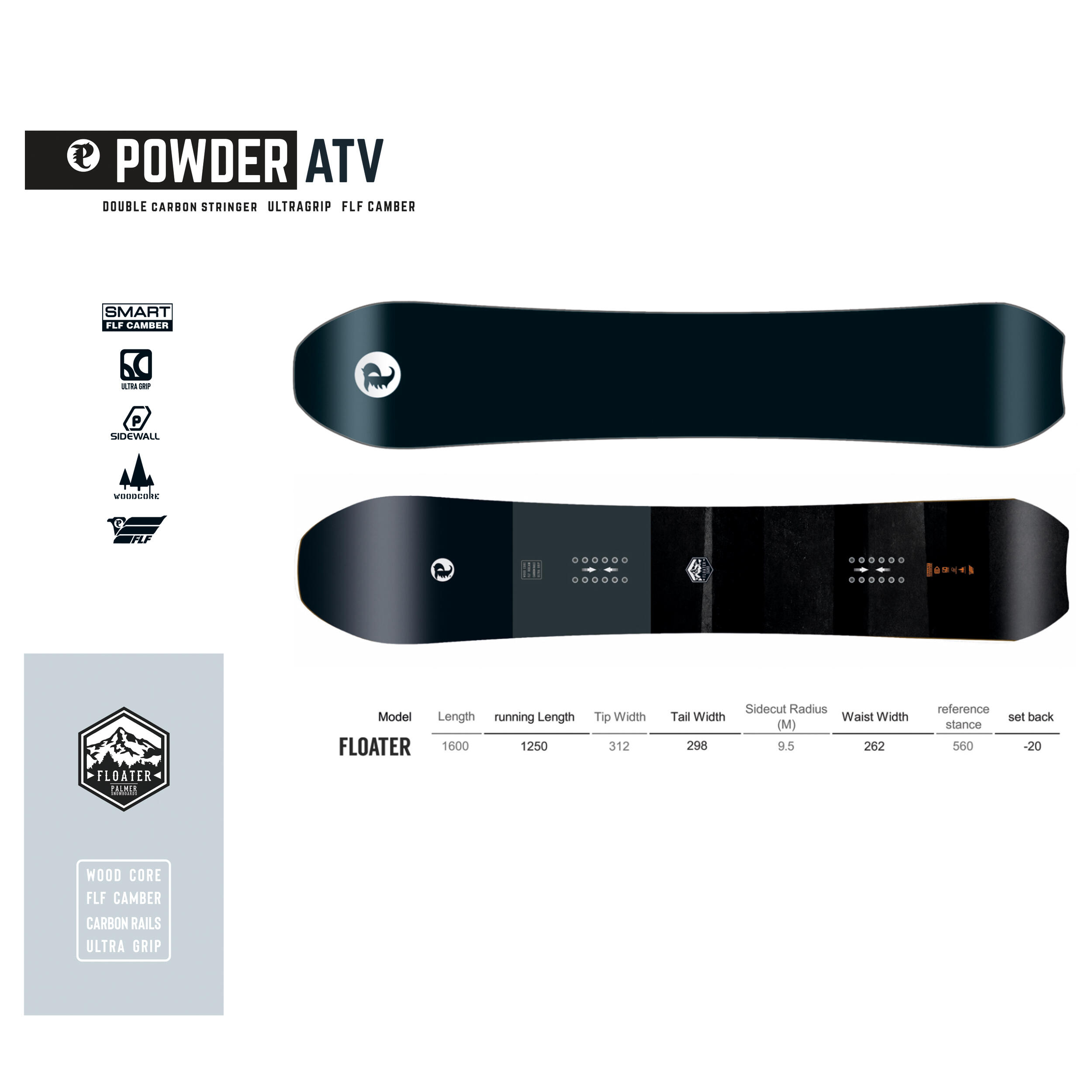 Palmer Floater Freeride Snowboard 160cm 4/4
