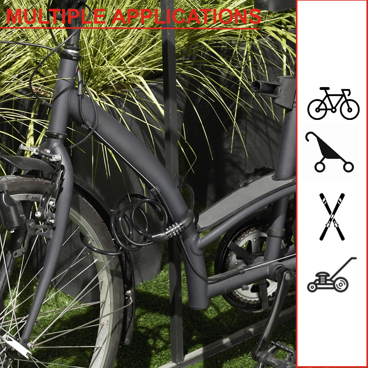 Bicicletta Lucchetto Combinazione Esterno 1,2 m x 0,8 cm 5/6