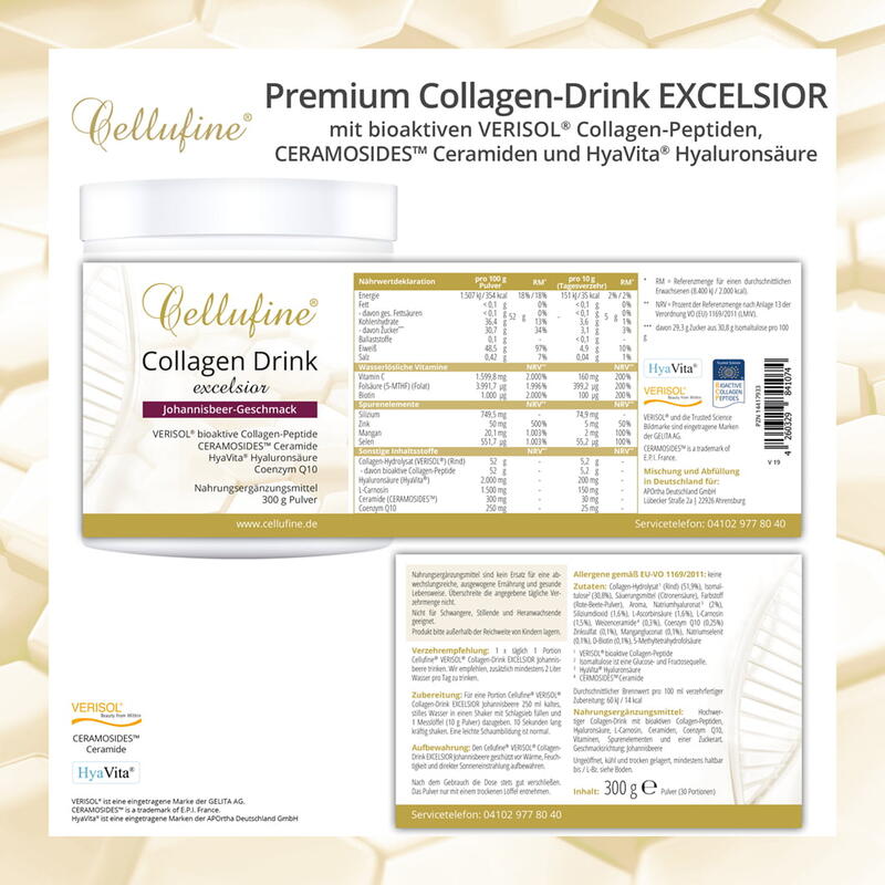 VERISOL® B (Rind) Premium Collagen-Drink EXCELSIOR Johannisbeere - 300 g