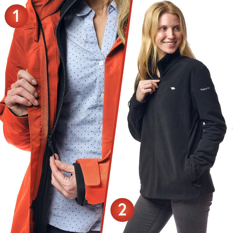 Chaqueta 3en1 inteligente - Chaqueta impermeable con forro de fleece - Mujer