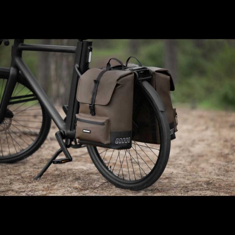 Gerecyclede dubbele fietstas Cargo 38 liter 30 x 15 x 42 cm - bruin