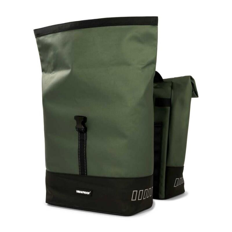 Sacoche vélo double recyclée Rolltop 38 litres 30 x 15 x 42 cm - vert