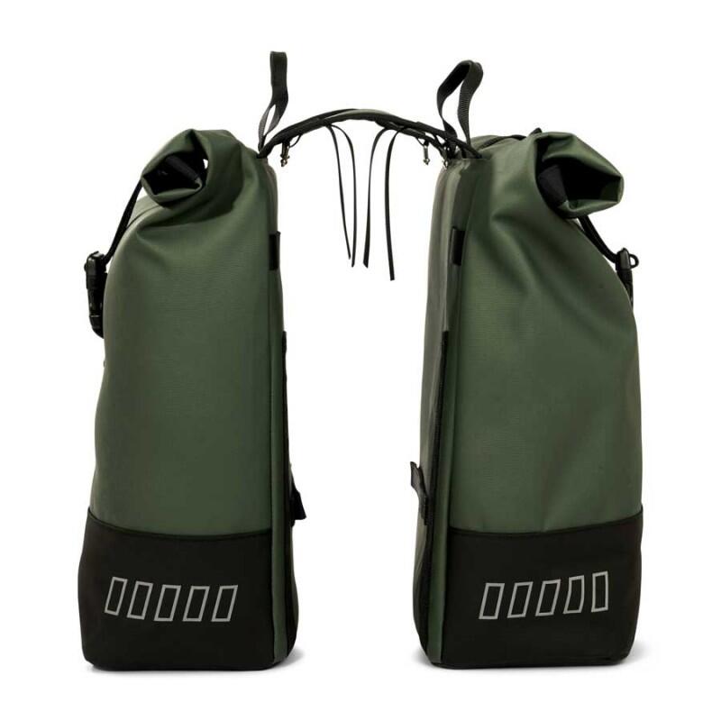 Sacoche vélo double recyclée Rolltop 38 litres 30 x 15 x 42 cm - vert