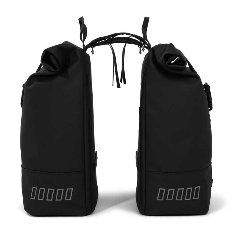 Sacoche vélo double recyclée Rolltop 38 litres 30 x 15 x 42 cm - noir