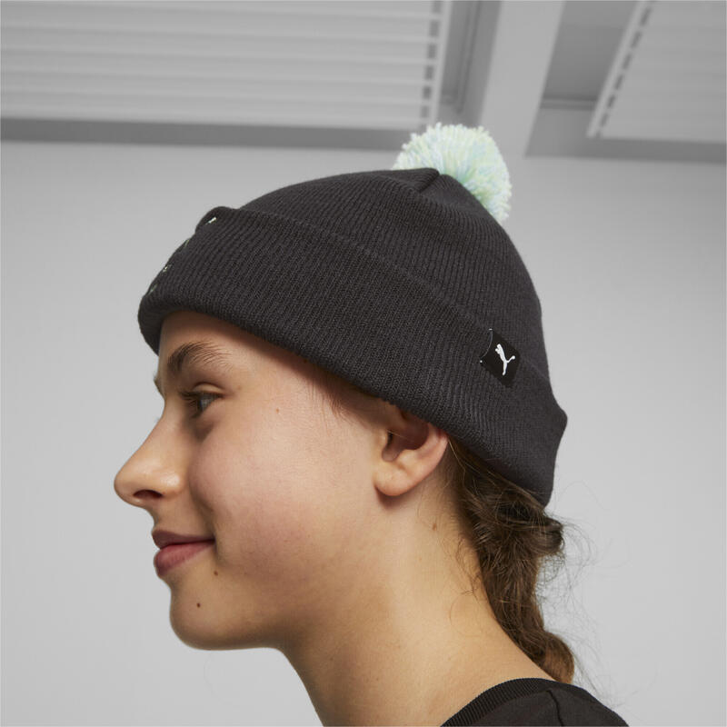 Mixmatch Pom Pom Beanie Jugendliche PUMA Black Silver Sky Aop Blue