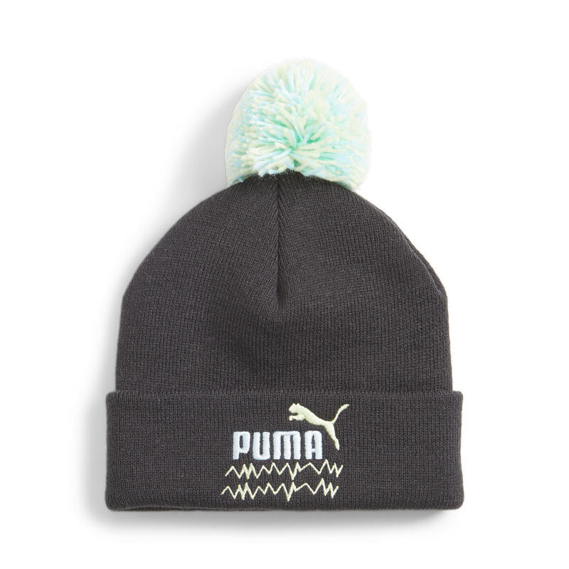 Mixmatch Pom Pom beanie voor jongeren PUMA Black Silver Sky Aop Blue