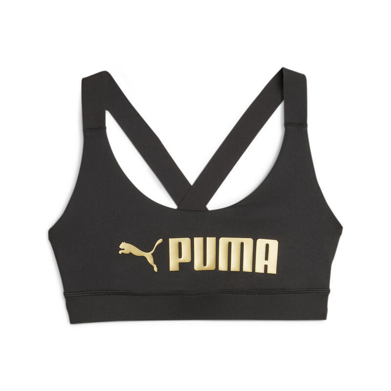 PUMA Fit Mid Support Trainings-BH Damen PUMA Black Gold