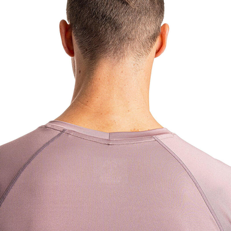 男裝印刷6in1修身跑步健身短袖運動T恤上衣 - 粉紅色