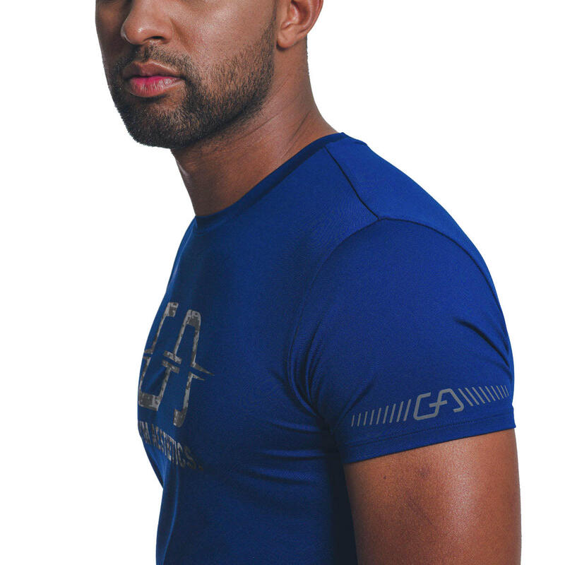 Men Dri-Fit Logo Gym Running Sports T Shirt Fitness Tee - Navy blue