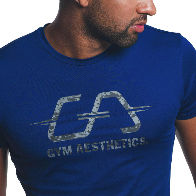 Men Dri-Fit Logo Gym Running Sports T Shirt Fitness Tee - Navy blue