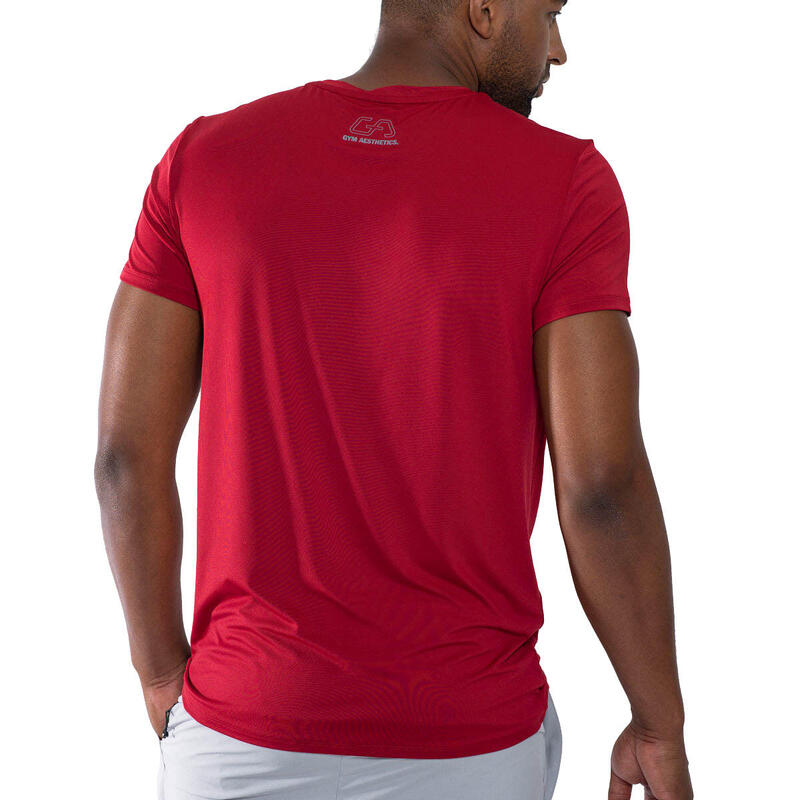 Men 110PRCNT Dri-Fit Wicking Gym Running Sports T Shirt Fitness Tee - RED
