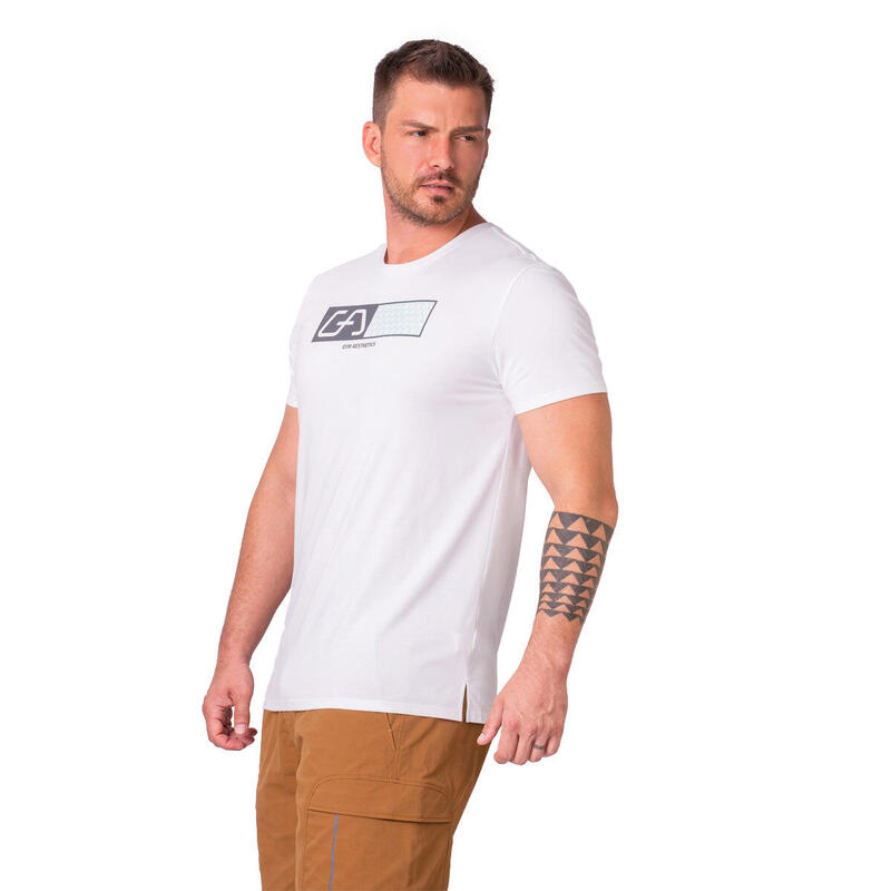 Men Printed Loose-Fit Gym Running Sports T Shirt Fitness Tee - WHITE