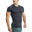 Men Print Tight-Fit V neck Gym Running Sports T Shirt Fitness Tee - BLACK