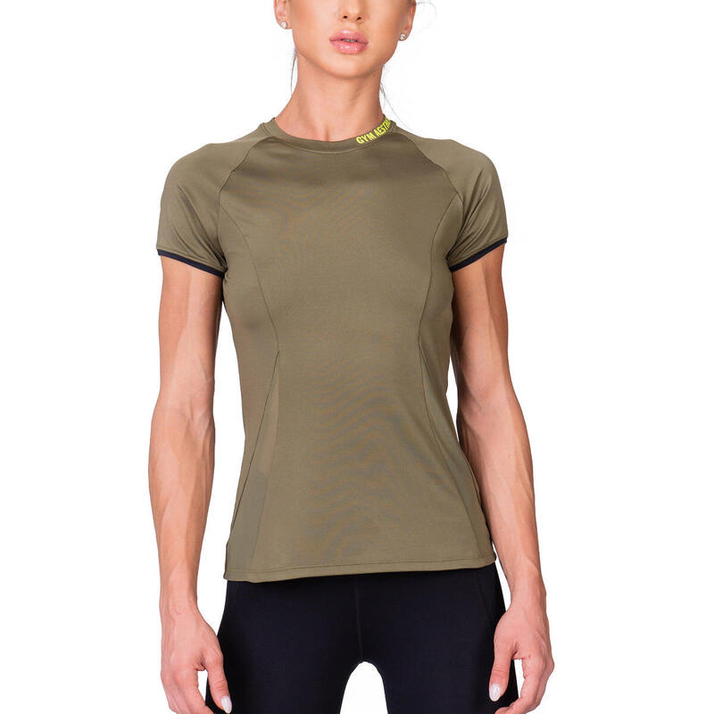 Women Mesh Dri-Fit Yoga Gym Running Sports T Shirt Fitness Tee - OLIVE GREEN