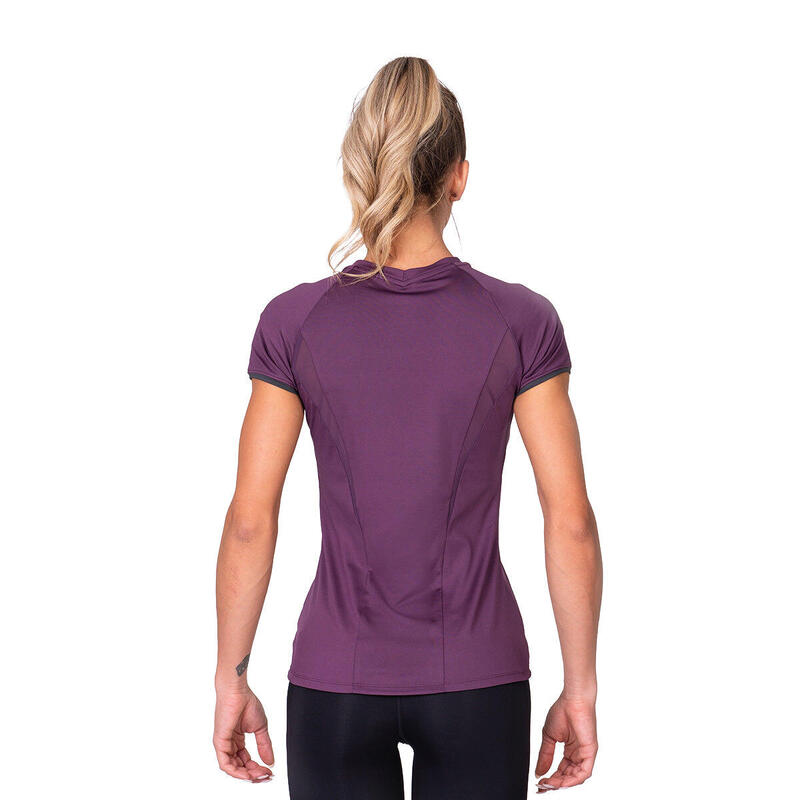 Women Mesh Dri-Fit Yoga Gym Running Sports T Shirt Fitness Tee - Purple