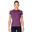女裝網透修身瑜珈健身跑步短袖運動T恤 - 紫色