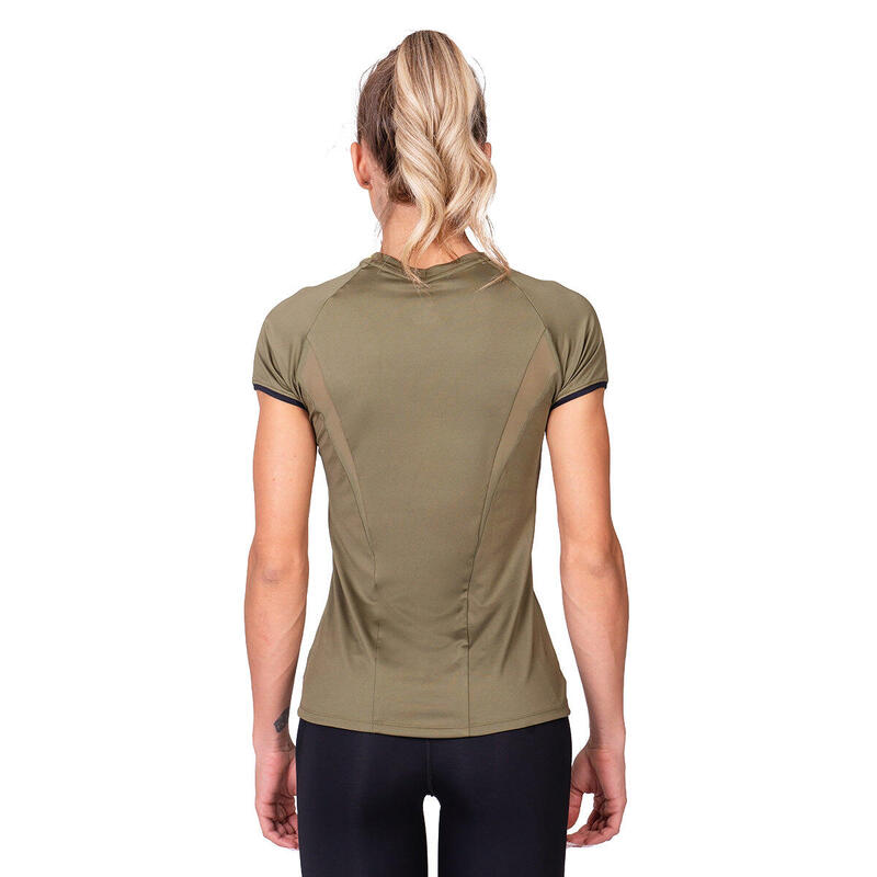 Women Mesh Dri-Fit Yoga Gym Running Sports T Shirt Fitness Tee - OLIVE GREEN