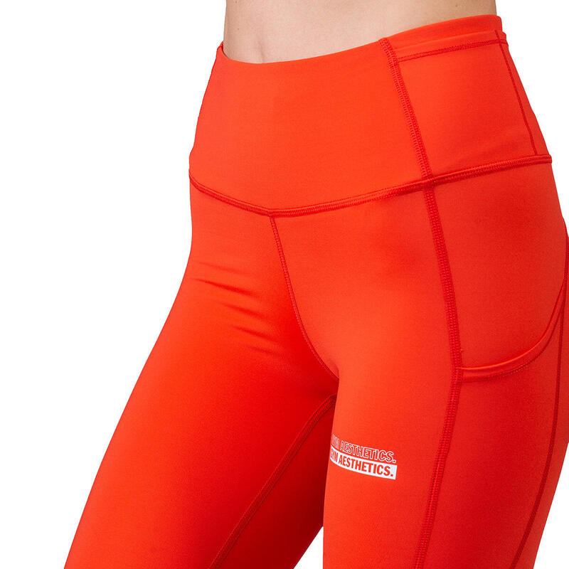 Women Mesh 7/8 High- Waist Breathable Activewear Legging - Orange