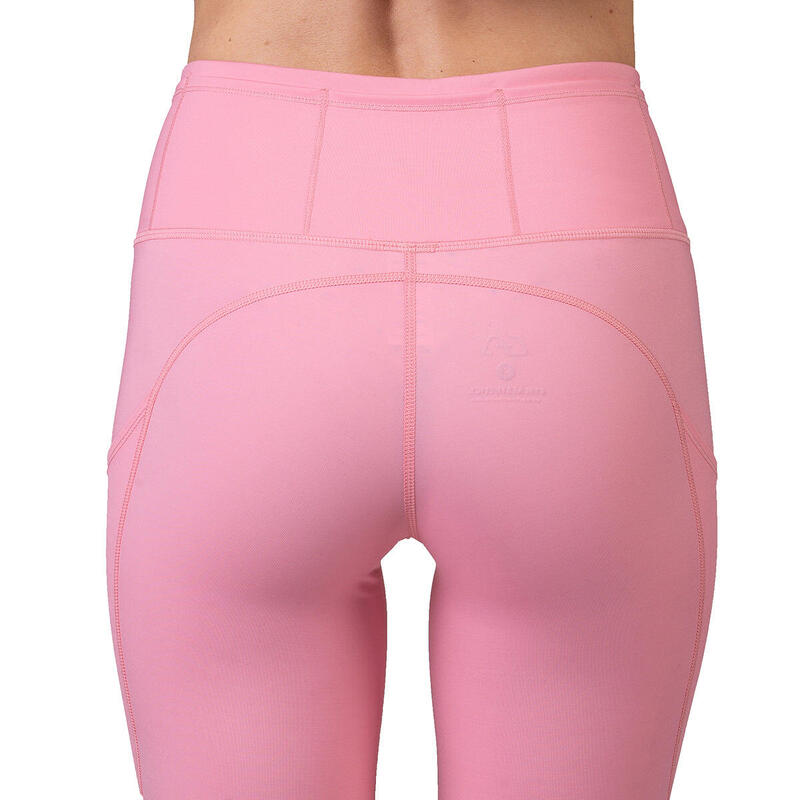 女裝網底透氣9分瑜珈褲高腰運動緊身褲 - 粉紅色