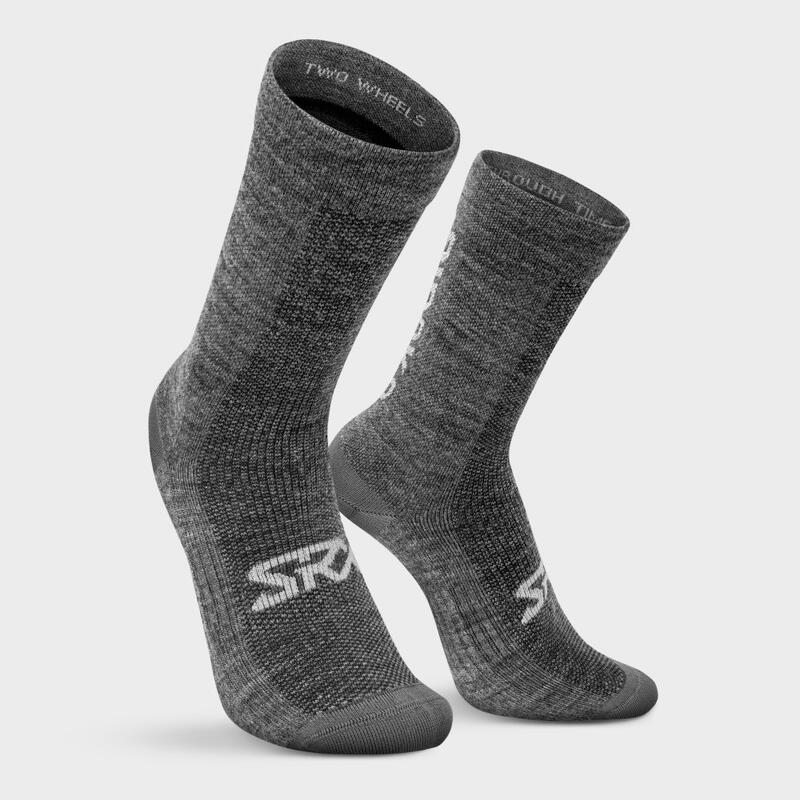 Chaussettes vélo en laine mérinos Cyclisme Homme et Femme SRX Maloja Gris