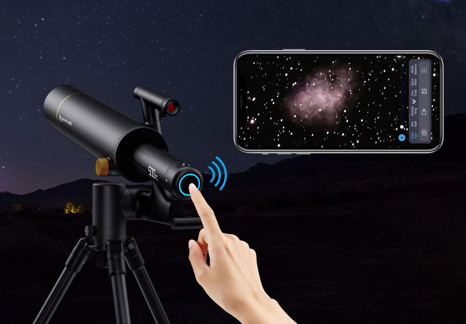 BEAVERLAB TÉLÉSCOPE NUMÉRIQUE TW1 PRO 82/500  - Pilotable par Wifi & Smartphone 6/7