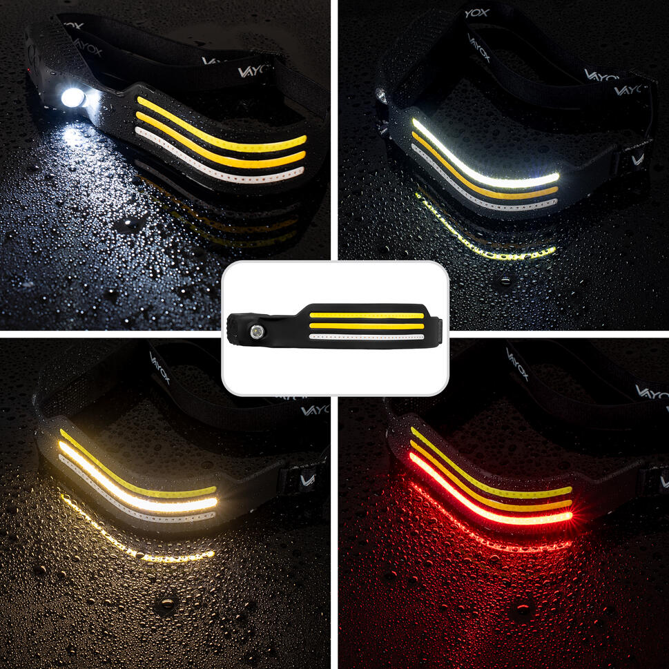 Latarka czołowa Vayox VA0130 300lm, akumulatorowa, 4x LED, USB-C, silkonowa