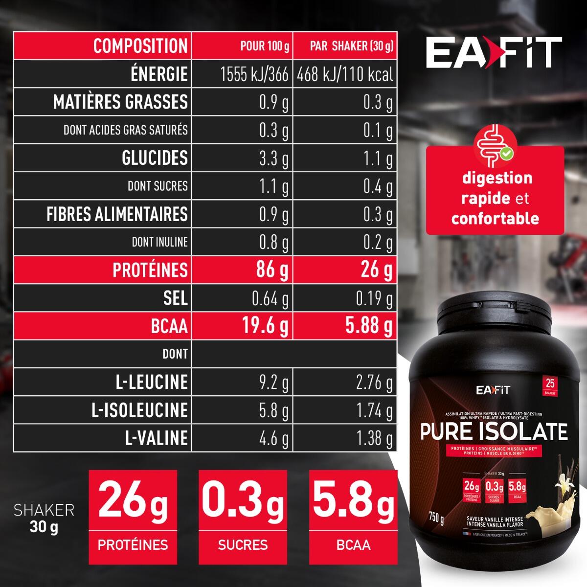 Pure Whey Isolate Vanille EAFit - pot de 750g 3/6