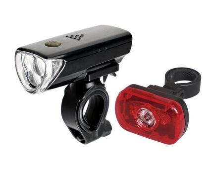 Kit d'éclairage pour vélo Phare et feu arrière avec piles - Eclairage LED