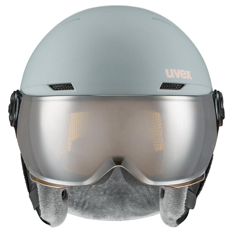 Kask narciarski dla dorosłych Uvex Rocket Junior Visor Rhino Blush Mat 2023