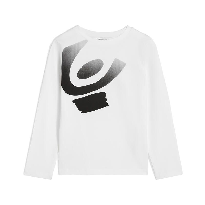 T-shirt bambina manica lunga in cotone con maxi logo dégradé