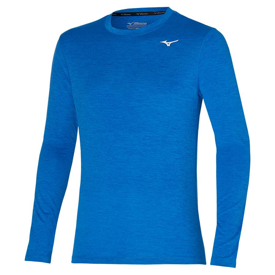 Mizuno Mens Impule Core Long Sleeve Blue Tee 1/3