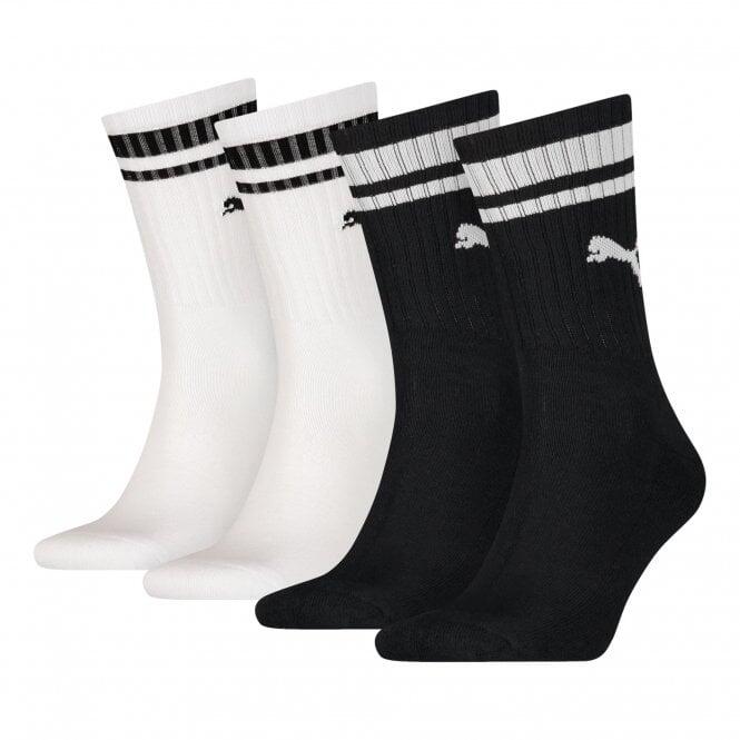 Puma Unisex Heritage Stripe 4 Pack Crew Socks - Black / White 1/1