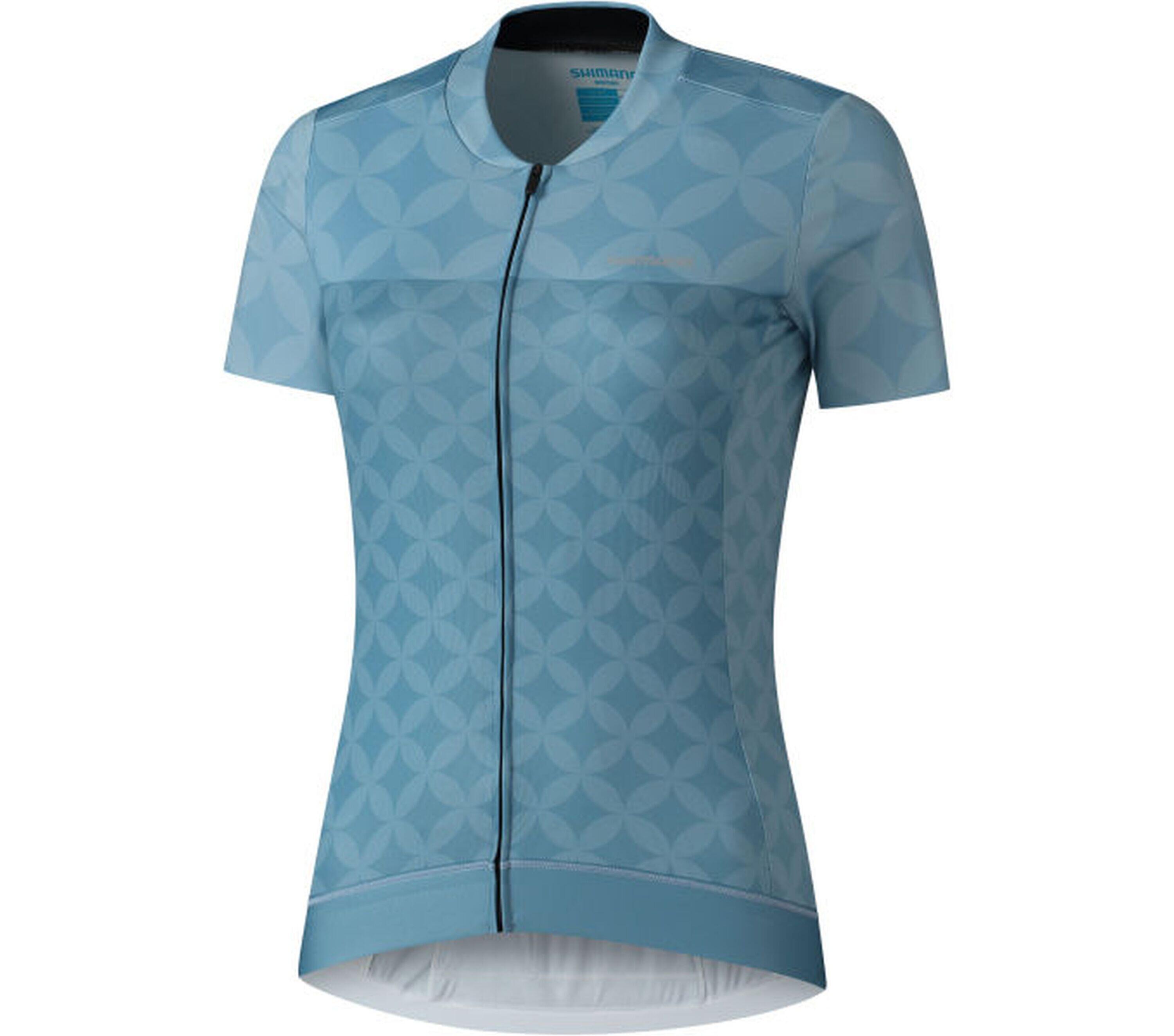 SHIMANO W's SAGAMI Short Sleeve Zip Jersey, Aqua Blue