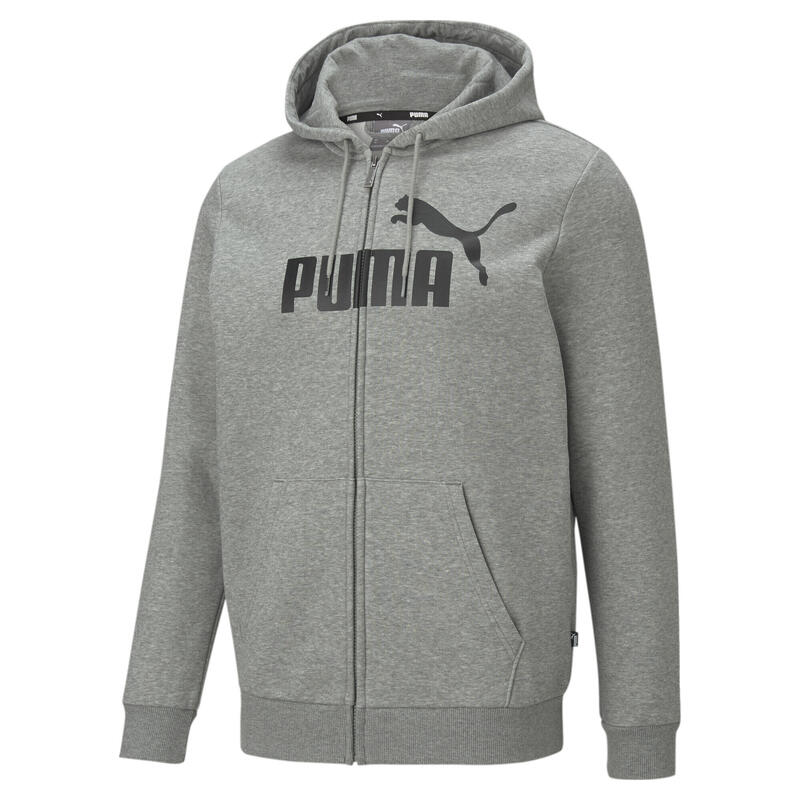 Felpa con zip integrale e logo grande Essentials uomo PUMA Medium Gray Heather