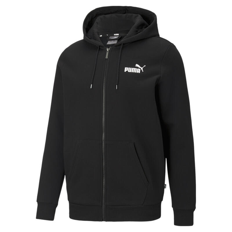 Essentials Full-Zip logós kapucnis pulóver férfiak PUMA Black