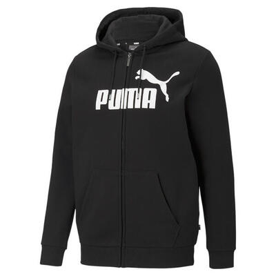 Essentials hoodie met rits en groot logo heren puma black