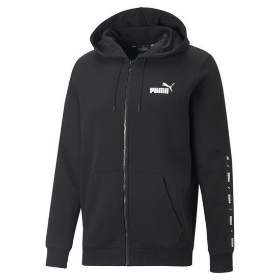Felpa con cappuccio e zip integrale Essentials+ Tape da uomo PUMA Black