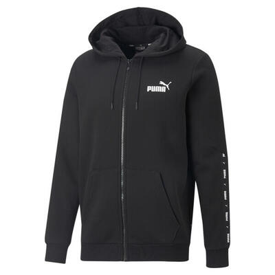 Felpa con cappuccio e zip integrale Essentials+ Tape da uomo PUMA Black