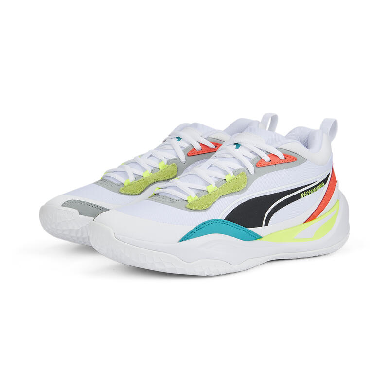 Chaussures de basketball Playmaker Pro PUMA White Fiery Coral Orange