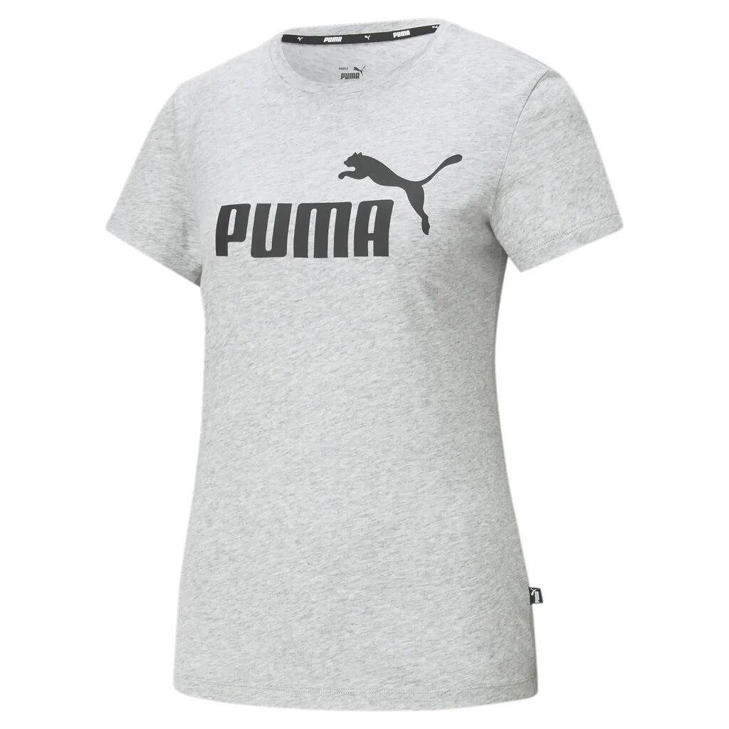 PUMA Womens Essentials Logo Tee T-Shirt - Light Gray Heather