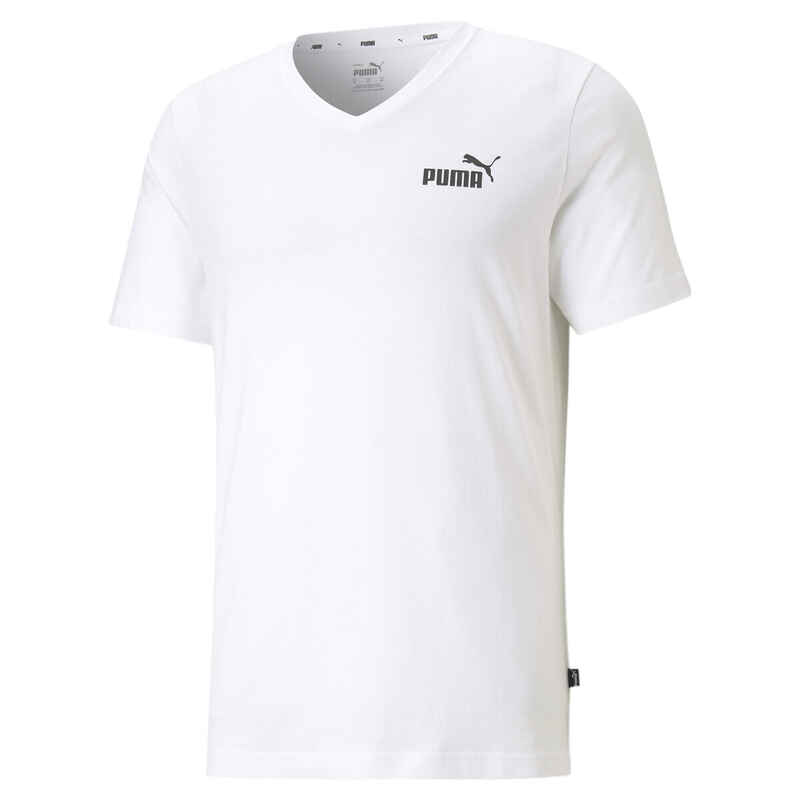 Essentials T-Shirt mit V-Ausschnitt Herren PUMA White