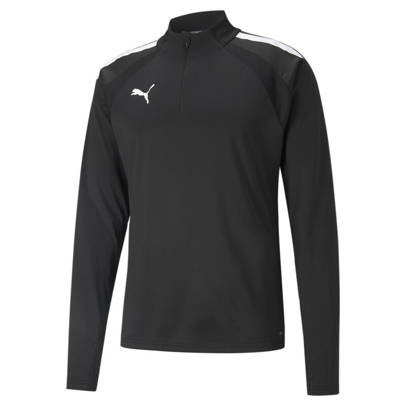 Maglia da calcio teamLIGA con zip corta da uomo PUMA Black White