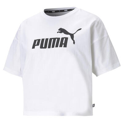 Essentials logo cropped t-shirt dames puma white
