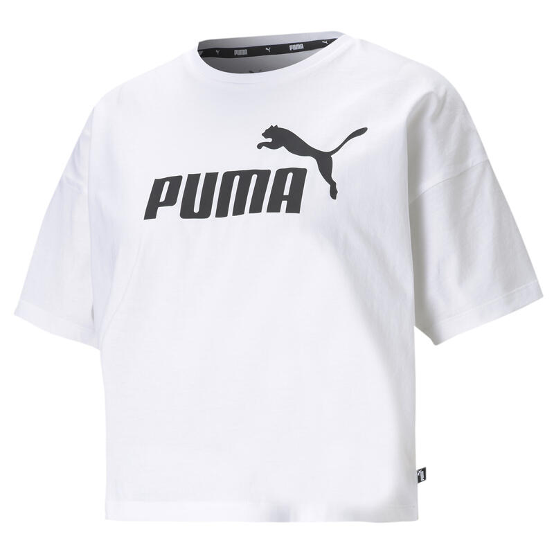 Essentials Logo cropped T-shirt dames PUMA White