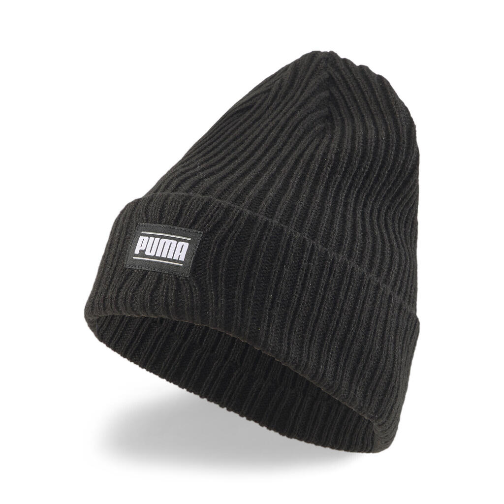 Bean Puma Ribbed Classic Cuff Beanie, Black, Unisex