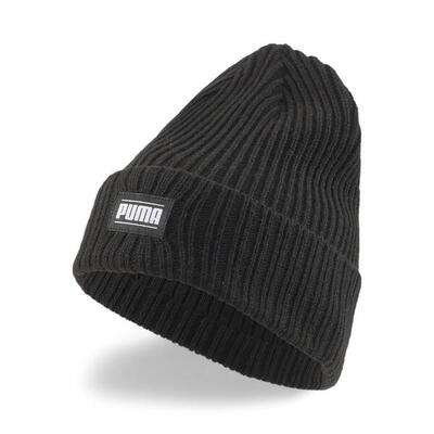 Classic geribbelde beanie met omslag puma black