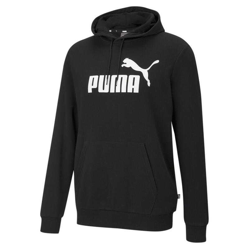 Felpa con cappuccio Essentials con logo grande da uomo PUMA Black