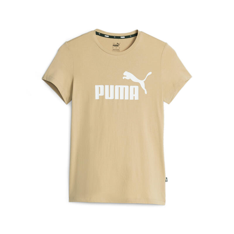 Essentials T-shirt met logo voor dames PUMA Sand Dune Beige