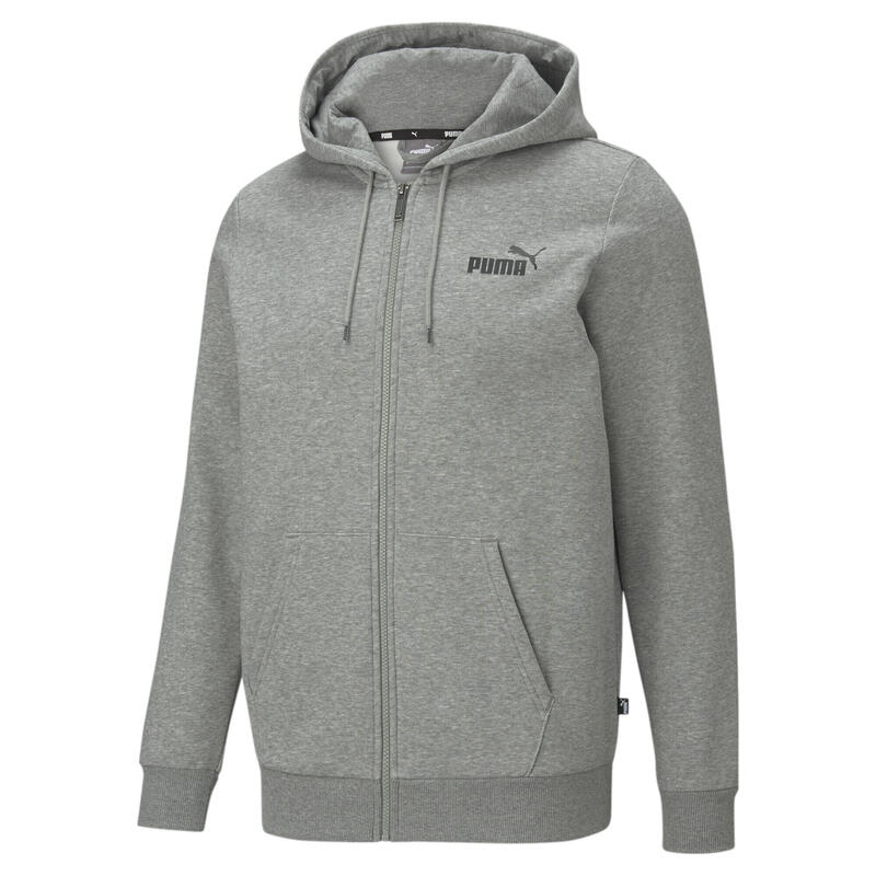 Hanorac cu glugă pentru bărbați PUMA Essentials Logo, gri deschis melanj