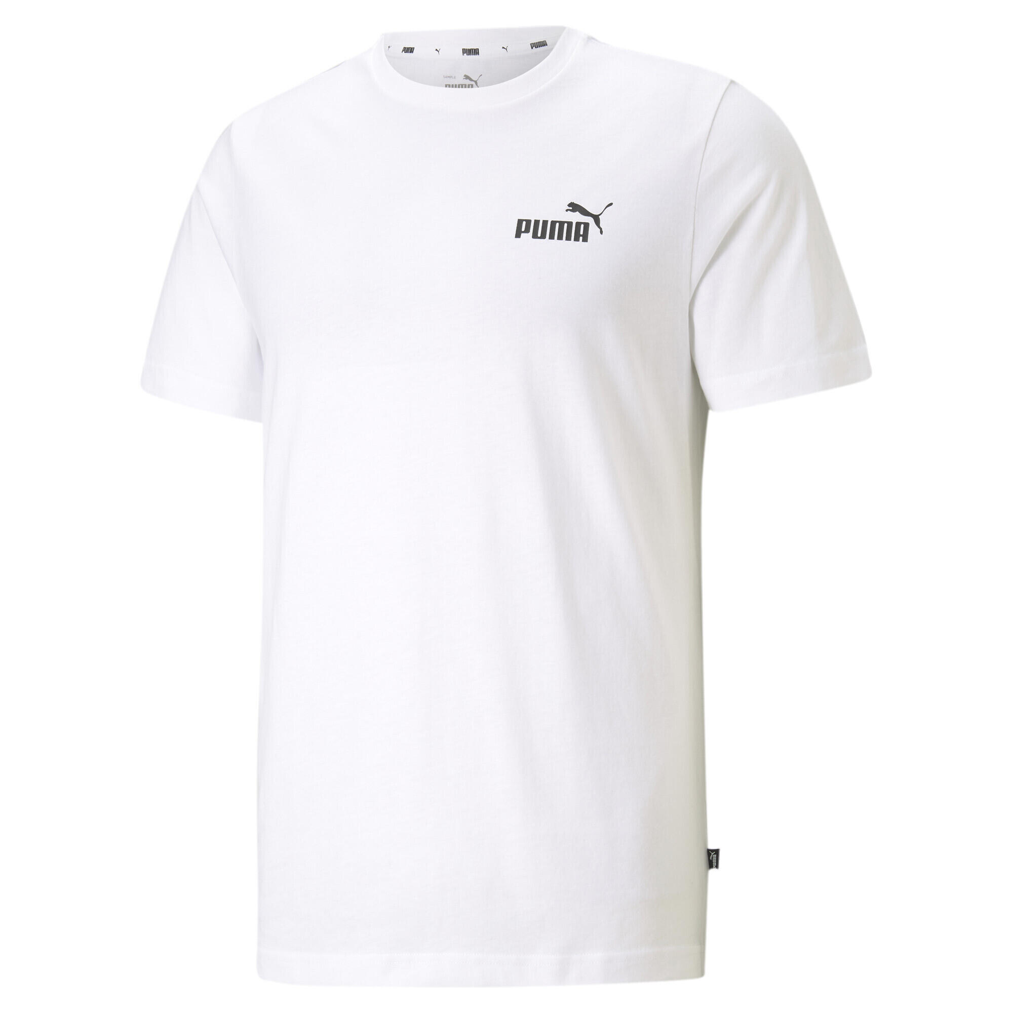 PUMA Mens Essentials Small Logo Tee T-Shirt - White 1/7